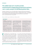 Cover page: The added value of C-reactive protein measurement in diagnosing pneumonia in primary care: a meta-analysis of individual patient data