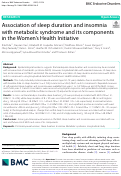 Cover page: Association of sleep duration and insomnia with metabolic syndrome and its components in the Women’s Health Initiative