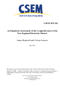 Cover page: An Empirical Assessment of the Competitiveness of the New England Electricity Market