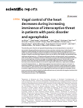 Cover page: Vagal control of the heart decreases during increasing imminence of interoceptive threat in patients with panic disorder and agoraphobia.