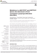 Cover page: Mutations in JAK/STAT and NOTCH1 Genes Are Enriched in Post-Transplant Lymphoproliferative Disorders