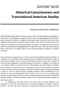 Cover page: Historical Consciousness and Transnational American Studies
