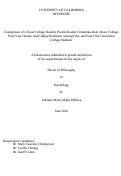Cover page: Conceptions of a Good College Student, Parent-Student Communication About College, First-Year Grades, and College Retention Among First- and Non-First-Generation College Students