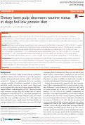 Cover page: Dietary beet pulp decreases taurine status in dogs fed low protein diet