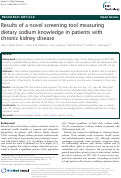 Cover page: Results of a novel screening tool measuring dietary sodium knowledge in patients with chronic kidney disease