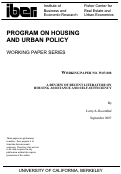 Cover page: A Review Of Recent Literature On Housing Assistance And Self-Sufficiency