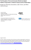 Cover page of The Disruption of Taxi and Limousine Markets by Digital Platform Corporations in Western Europe and the United States: Responses of Business Associations, Labor Unions, and Other Interest Groups