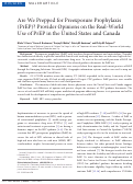 Cover page: Are We Prepped for Preexposure Prophylaxis (PrEP)? Provider Opinions on the Real-World Use of PrEP in the United States and Canada