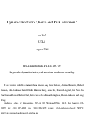 Cover page: Dynamic Choice and Risk Aversion