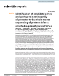 Cover page: Identification of candidate genes and pathways in retinopathy of prematurity by whole exome sequencing of preterm infants enriched in phenotypic extremes