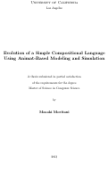 Cover page: Evolution of a Simple Compositional Language Using Animat-Based Modeling and Simulation