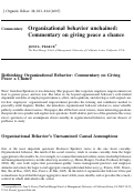 Cover page: Organizational behavior unchained: commentary on giving peace a chance