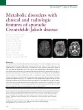Cover page: Metabolic disorders with clinical and radiologic features of sporadic Creutzfeldt-Jakob disease.