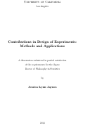 Cover page: Contributions in Design of Experiments: Methods and Applications