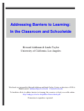 Cover page: Addressing barriers to learning: In the classroom and schoolwide.