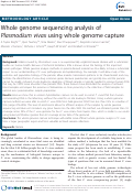Cover page: Whole genome sequencing analysis of Plasmodium vivax using whole genome capture