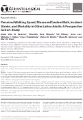 Cover page: Perceived Walking Speed, Measured Tandem Walk, Incident Stroke, and Mortality in Older Latino Adults: A Prospective Cohort Study