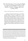 Cover page: The Fiscal Savings of Accessing the Right to Legal Counsel Within Twenty-Four Hours of Arrest: Chicago and Cook County, 2013