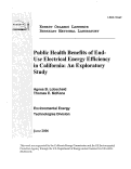 Cover page: Public Health Benefits of End-Use Electrical Energy Efficiency in California: An Exploratory Study