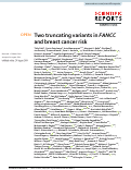 Cover page: Two truncating variants in FANCC and breast cancer risk