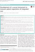 Cover page: Development of a survey instrument to measure patient experience of integrated care