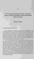 Cover page: "The Good Government of the Ancients": Some Colonial Attitudes About Precontact Nahua Society