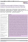 Cover page: Translational animal models for Alzheimer's disease: An Alzheimer's Association Business Consortium Think Tank