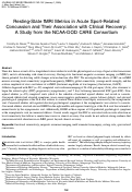 Cover page: Resting-State fMRI Metrics in Acute Sport-Related Concussion and Their Association with Clinical Recovery: A Study from the NCAA-DOD CARE Consortium