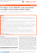 Cover page: The effects of the HEALTHY study intervention on middle school student dietary intakes