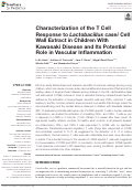 Cover page: Characterization of the T Cell Response to Lactobacillus casei Cell Wall Extract in Children With Kawasaki Disease and Its Potential Role in Vascular Inflammation