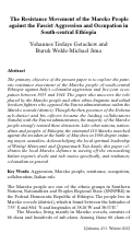 Cover page: The Resistance Movement of the Mareko People against the Fascist Aggression and Occupation in South-central Ethiopia