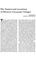 Cover page: The Names and Locations of Historic Chumash Villages