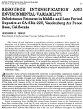 Cover page: Resource Intensification and Environmental Variability: Subsistence Patterns in Middle and Late Period Deposits at CA-SBA-225, Vandenberg Air Force Base, California