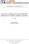 Cover page: Variation in Charging of Privately-Held PEVs: Implications for Analysis, Markets, and Policy