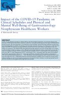 Cover page: Impact of the COVID-19 Pandemic on Clinical Schedules and Physical and Mental Well-Being of Gastroenterology Nonphysician Healthcare Workers
