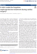 Cover page: Is nitric oxide the forgotten nephroprotective treatment during cardiac surgery?
