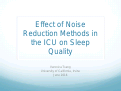 Cover page: Effect of Noise Reduction Methods in the ICU on Sleep Quality
