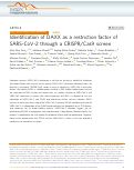 Cover page: Identification of DAXX as a restriction factor of SARS-CoV-2 through a CRISPR/Cas9 screen.