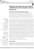 Cover page: Pharmacometabolomic Assessment of Metformin in Non-diabetic, African Americans