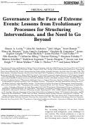 Cover page: Governance in the Face of Extreme Events: Lessons from Evolutionary Processes for Structuring Interventions, and the Need to Go Beyond