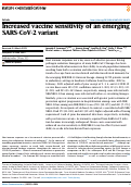 Cover page: Increased vaccine sensitivity of an emerging SARS-CoV-2 variant