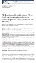 Cover page: Methodological Considerations When Studying the Association between Patient‐Reported Care Experiences and Mortality