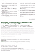 Cover page: Estimates of benefits and harms of prophylactic use of aspirin in the general population