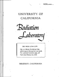 Cover page: LONG RANGE OBJECTIVES OF THE RADIATION LABORATORY UNIVERSITY OF CALIFORNIA, BERKELEY, CALIFORNIA