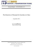 Cover page: The Elasticity of Demand for Gasoline in China