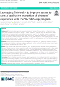 Cover page: Leveraging Telehealth to improve access to care: a qualitative evaluation of Veterans’ experience with the VA TeleSleep program