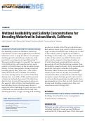 Cover page: Wetland Availability and Salinity Concentrations for Breeding Waterfowl in Suisun Marsh, California