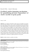 Cover page: Goddard rattler-jamming mechanism for quantifying pressure dependence of elastic moduli of grain packs