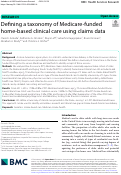 Cover page: Defining a taxonomy of Medicare-funded home-based clinical care using claims data