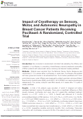 Cover page: Impact of Cryotherapy on Sensory, Motor, and Autonomic Neuropathy in Breast Cancer Patients Receiving Paclitaxel: A Randomized, Controlled Trial